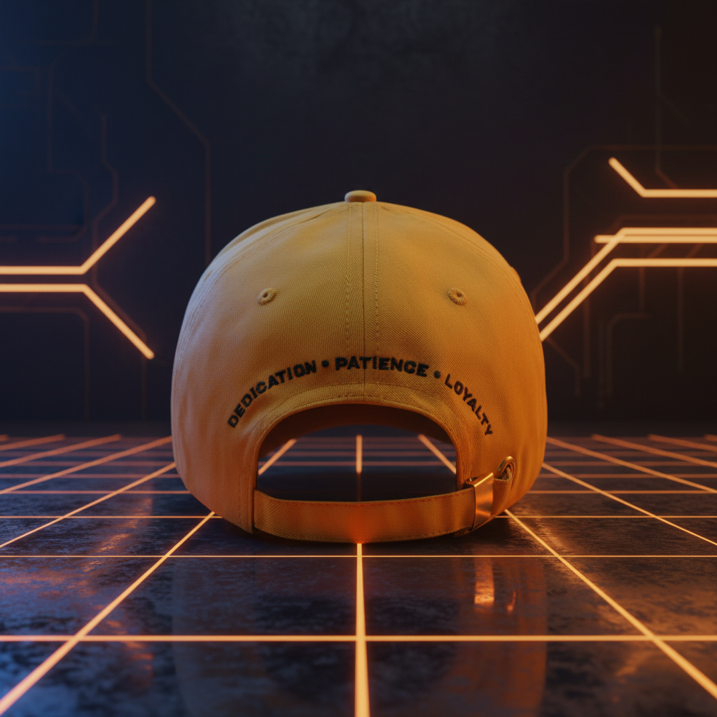 Casquette Poufsouffle Harry Potter vue de dos avec broderie Dedication Patience Loyalty, style néon futuriste