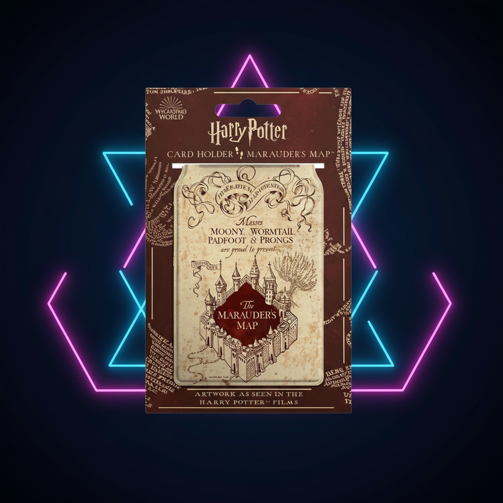 Porte-cartes Harry Potter Carte du Maraudeur emballage sur fond néon gaming