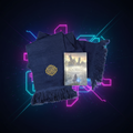 Écharpe et carnet Hogwarts Legacy sur fond néon gaming