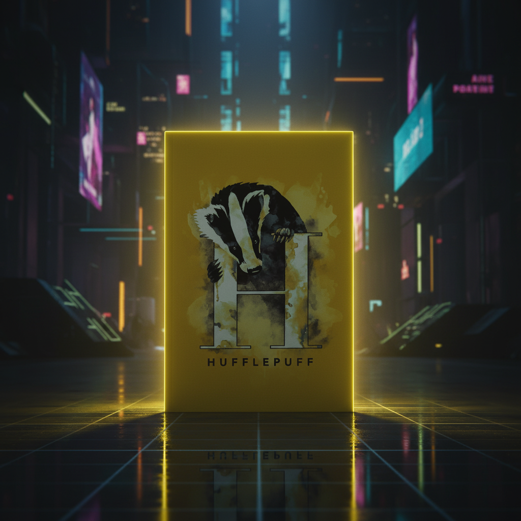 Carnet souple Poufsouffle Harry Potter style néon futuriste jaune et noir