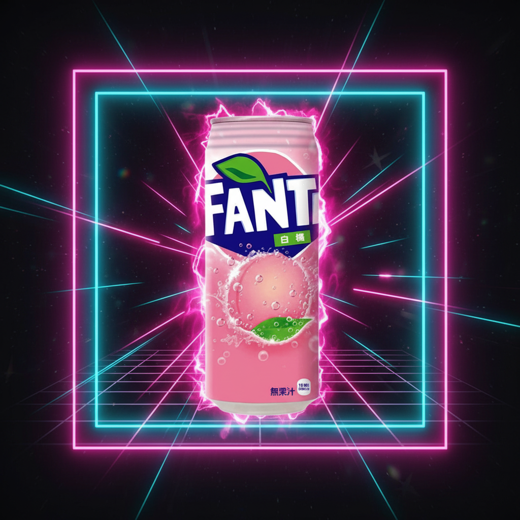 Fanta Japon White Peach – Visuel Néon Futuriste