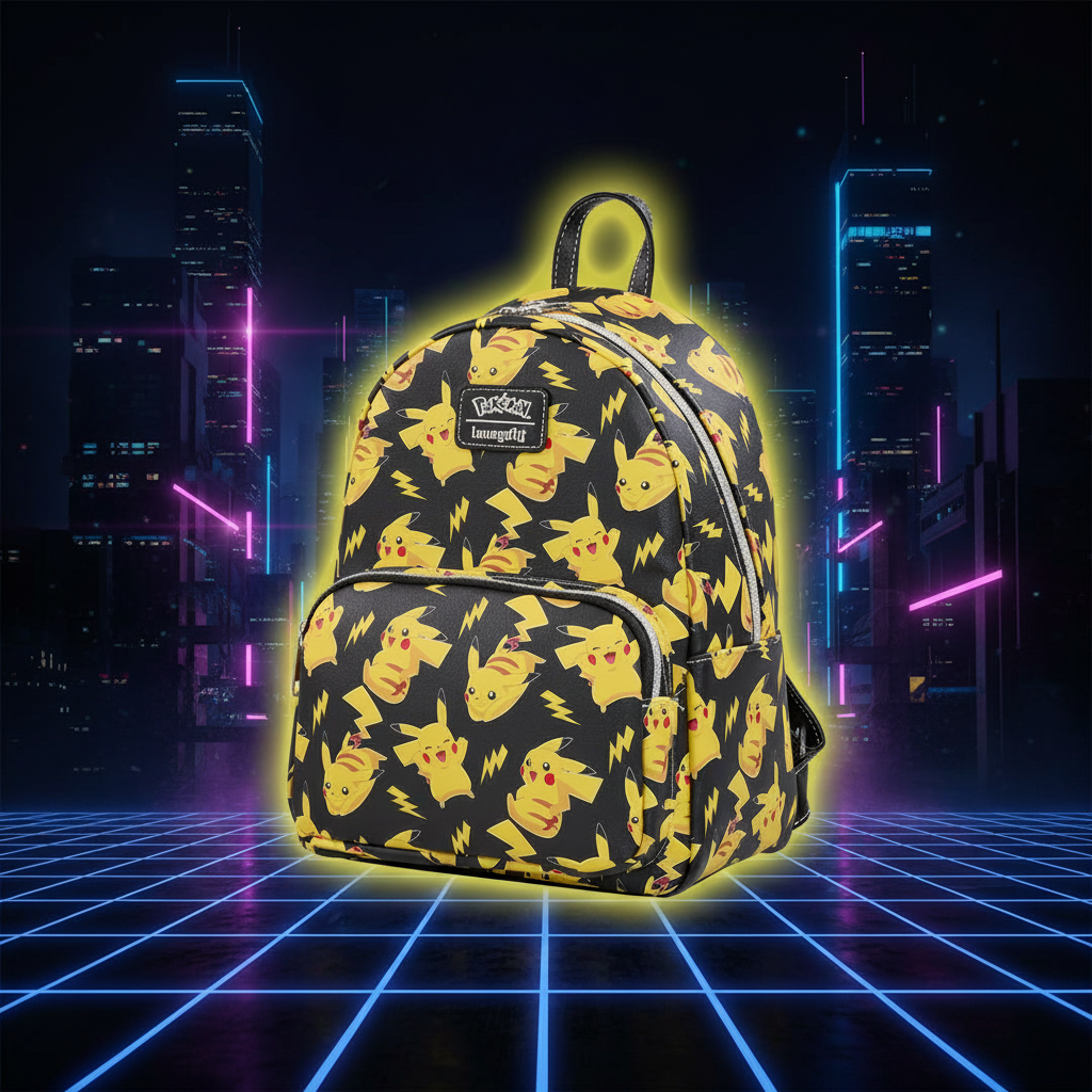 Mini sac à dos Pikachu - visuel néon 3/4