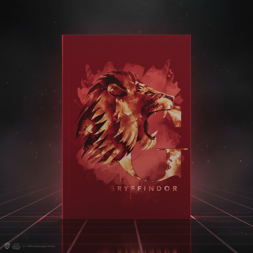 Carnet souple Gryffondor Harry Potter style néon futuriste rouge et or