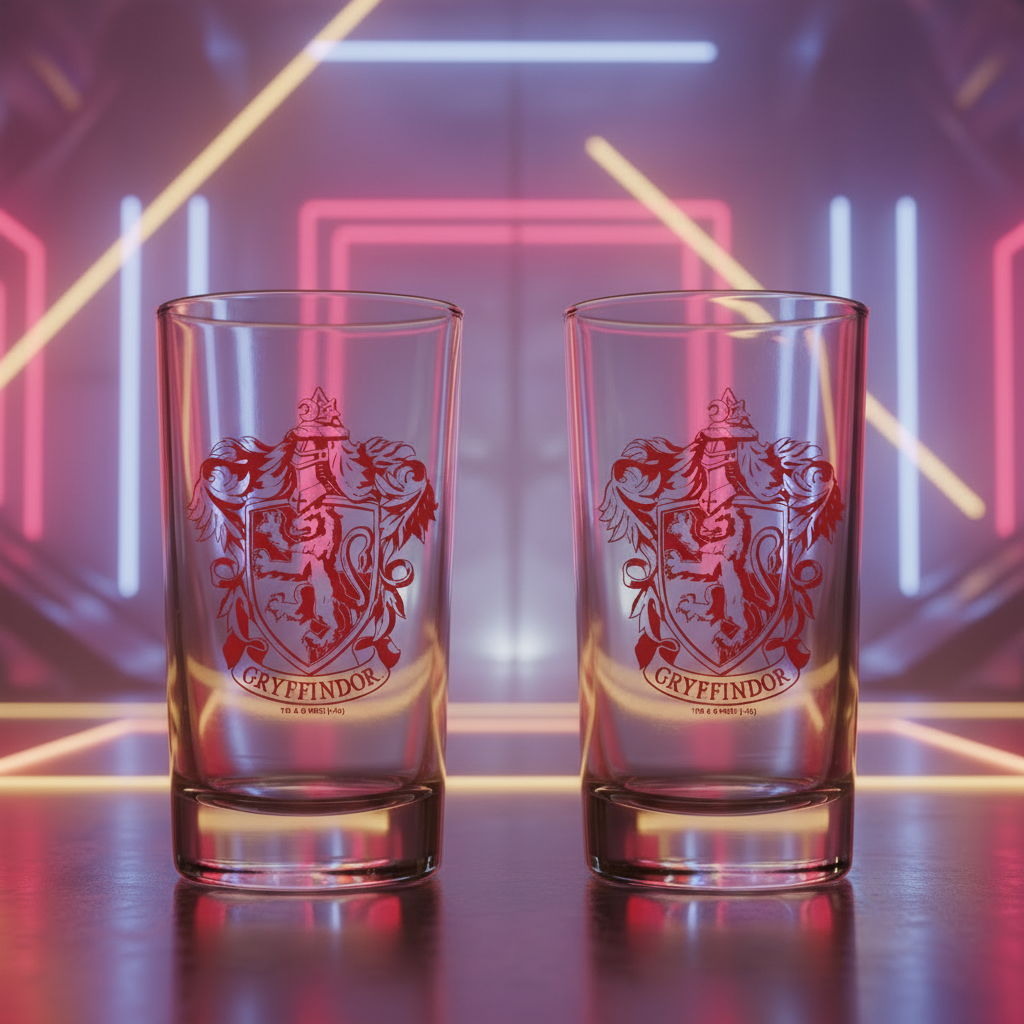 Lot de 2 verres Gryffindor - Visuel néon futuriste