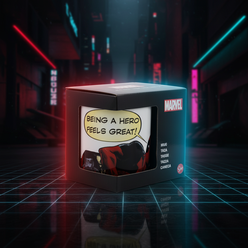 Mug Deadpool Marvel dans son coffret cadeau officiel – neon futuriste
