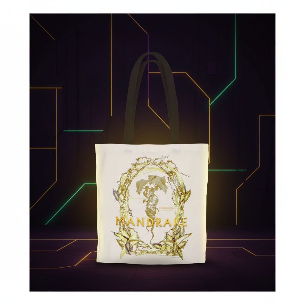 Tote Bag Mandrake - Visuel néon futuriste face 1