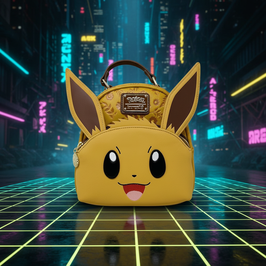 Sac à dos Loungefly Évoli vue face – style néon futuriste