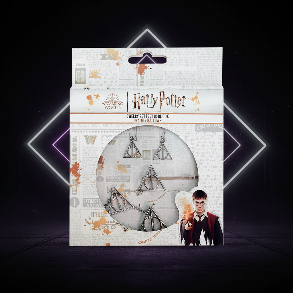 Pack Bijoux Reliques de la Mort - Visuel néon futuriste packaging