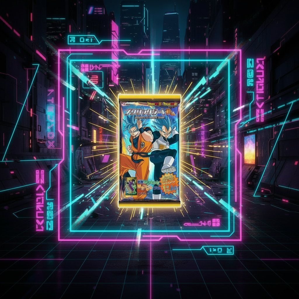 Dragon Ball Super Metallic Sheet Gum – Visuel Neon Futuriste
