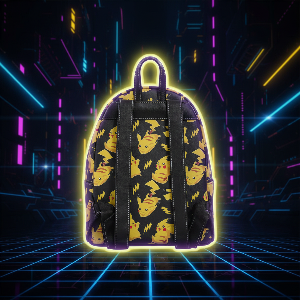 Mini sac à dos Pikachu - visuel néon dos