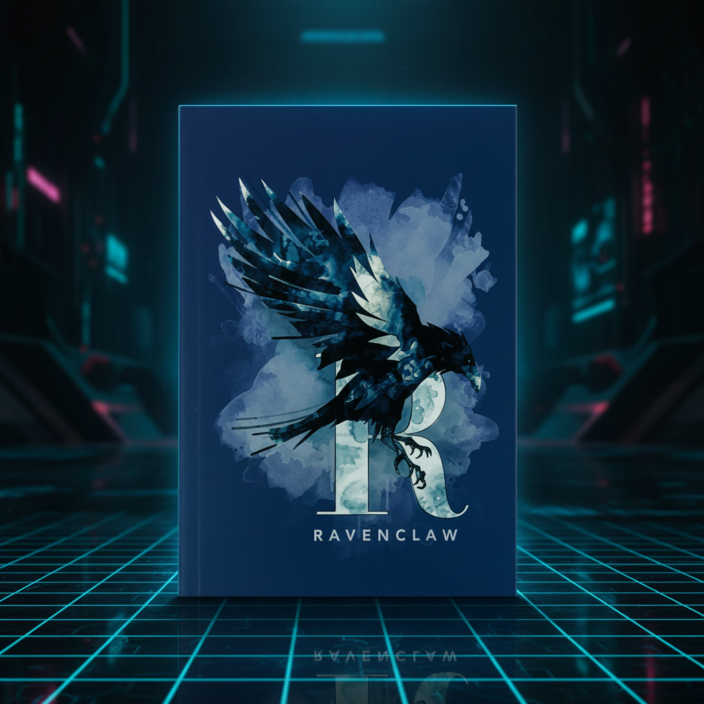 Carnet souple Serdaigle Harry Potter style néon futuriste bleu et cyan