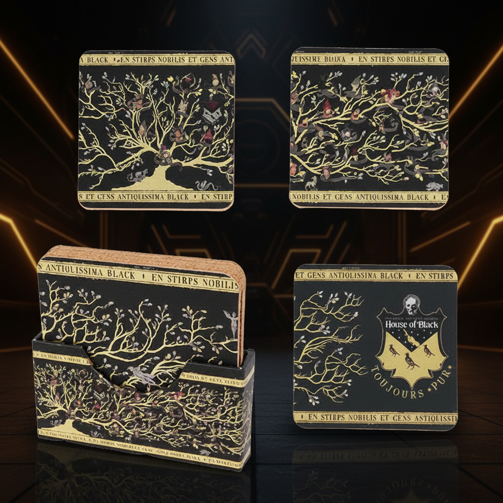 Set 4 Sous-Verres Famille Black - Visuel néon futuriste
