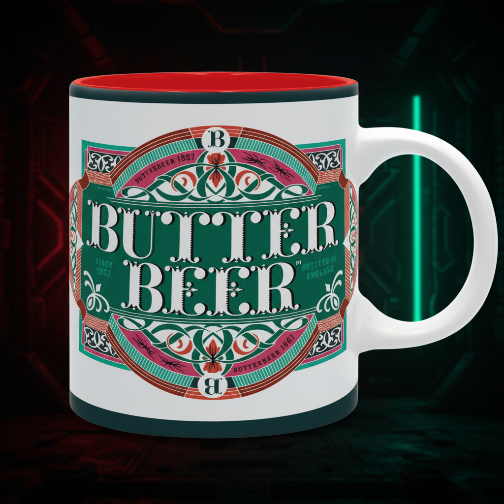 Mug Butterbeer Label - Visuel néon futuriste